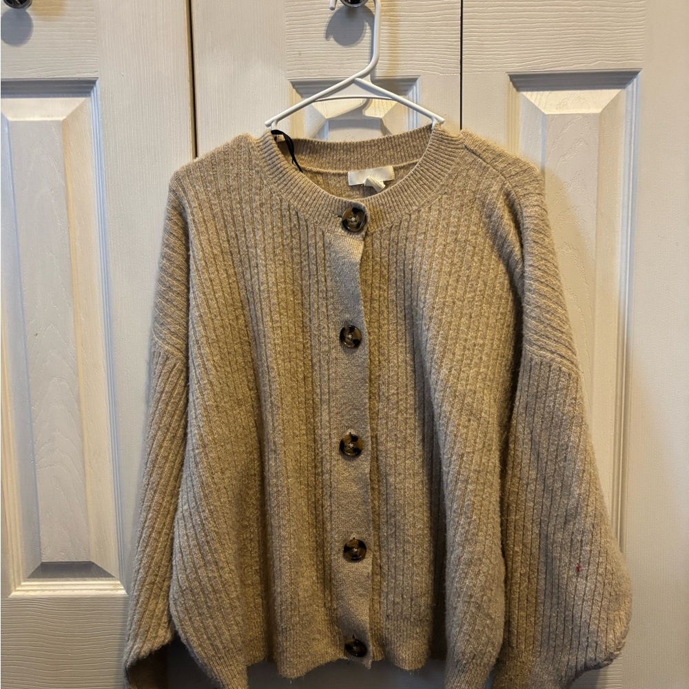 H&M Taupe Ribbed Cardigan